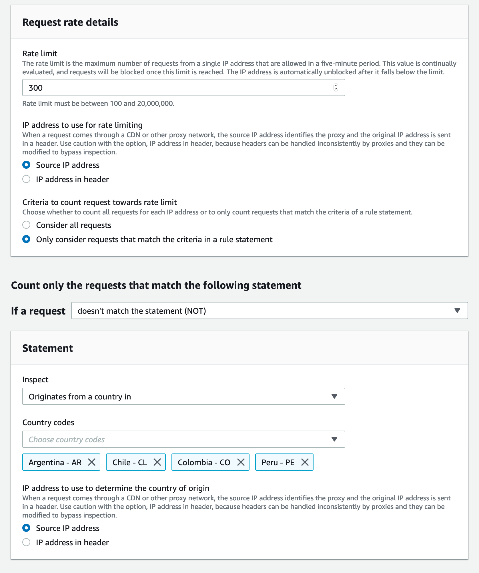 AWS WAF Custom Rules: Rate limit